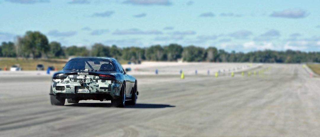 DigiCar RX-7 on a top-speed run down the runway